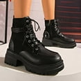thumbnail image 2 of Women's Ankle Boots Print Sole Lace Up Booties Fashion Punk Rock Style Low Heel Footwear for Casual Outings, 2 of 9