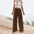 thumbnail image 4 of Lumtrix Women Linen Palazzo Pants Summer Boho Wide Leg Smocked High Waist Casual Lounge Pant 2026 Beach Travel Vacation Clothes Coffee 2XL, 4 of 5