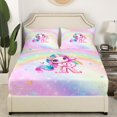 thumbnail image 3 of Erosebridal Pink Unicorn Twin Sheet Sets, Initial R Letter Bedding Twin Size, Flower Decor 3 Pieces, 3 of 7