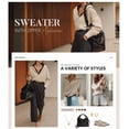 thumbnail image 5 of BTFBM Womens Sweaters Quarter Zip Pullover V Neck Collar Long Sleeve Ribbed Knit Loose Casual Winter Fall Sweater, 5 of 8