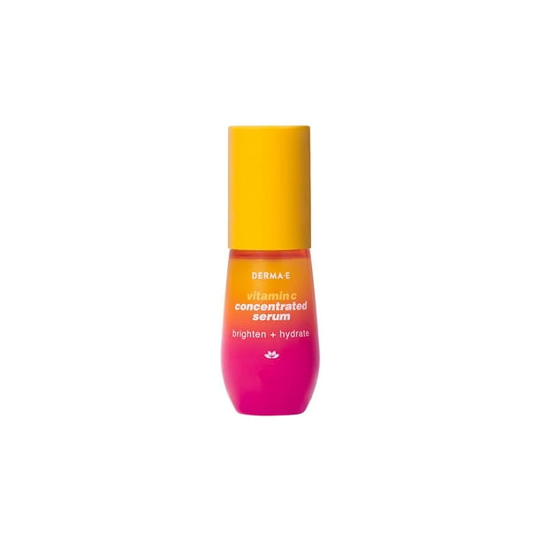 DERMA E Suero concentrado de vitamina C con ácido hialurónico, vitamina E y aloe, suero facial concentrado rico en antioxidantes naturales, suero facial reafirmante e iluminador con vitamina C, 1 oz