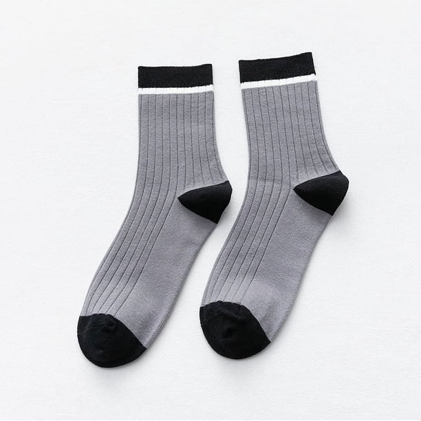 Calcetines de otoño e invierno para hombre, de doble aguja, de color liso, informales, de negocios, de algodón, para hombre