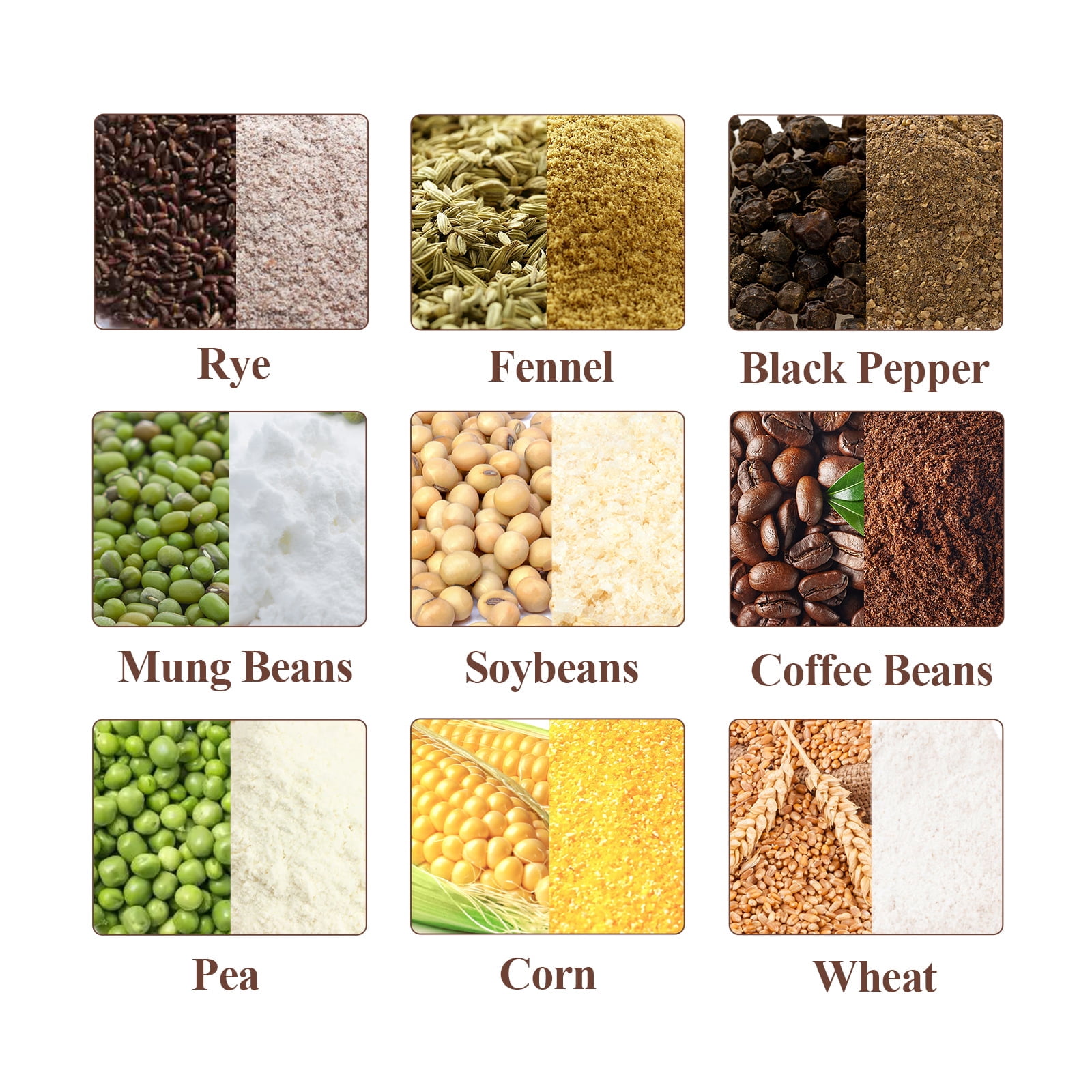 TOPCHANCES Electric Grain Mill Grinder, 800g Commercial Spice Grinder, 2400W High-Speed Stainless Steel Pulverizer Dry Grinder Grinding Machine for Coffee Wheat Herb Corn Peanuts