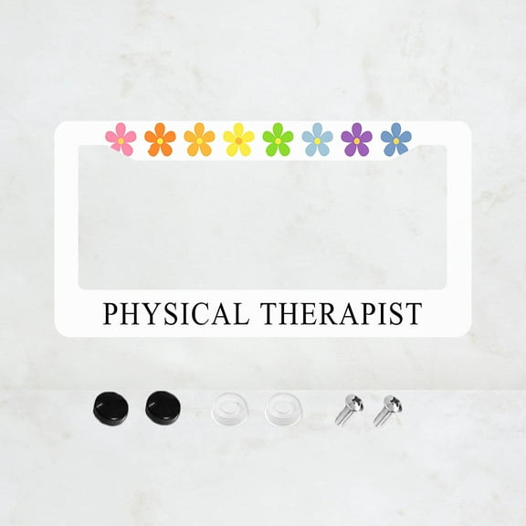 Physical Therapist License Plate Prame Aluminum Rust-Proof Auto Parts License Plate Decorative Screws Fit Standard 2 Holes 1 U.S. License Plate, 12.2x 6.3 Inch