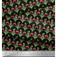 thumbnail image 3 of Soimoi Black Cotton Duck Fabric Leaves & Tulip Floral Print Fabric by Yard 42 Inch Wide, 3 of 3