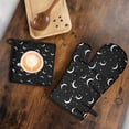 thumbnail image 5 of Black Moon Star Pattern Kitchen Oven Mitt and Pot Holder Sets 2 Pcs for Baking, Cooking and Grilling, Heat Resistant Up To 392 °F, 5 of 7