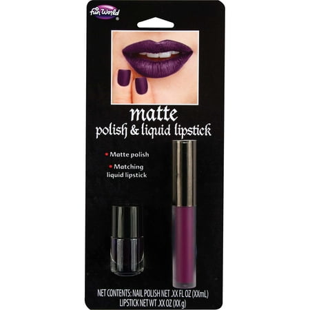 Fun World Halloween Matte Lip & Nail Set 2pc Makeup Set, 0.19 FL OZ, Purple