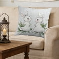 thumbnail image 4 of QuanTara Easter Spring Rabbit Flower Pillow Cover, 18x18in White Decorative Pillow Case, Nylon Spandex Cushion Cover for Sofa Bedroom, Holiday Home Decor Easter Gift, 4 of 6