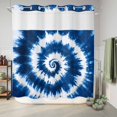 thumbnail image 6 of No Hook Shower Curtain with Built-in Rings - Abstract Explosion Tie Dye Washable Waterproof Fabric Bathroom Curtains for Hotel,Rentals, 72 X 78 Inch Long , Blue White, 6 of 8
