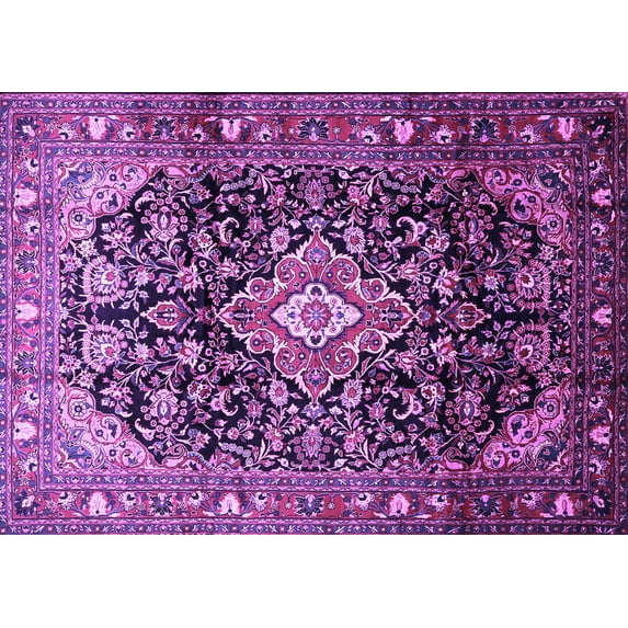 Ahgly Company Indoor Rectangle Medallion Purple Traditional Area Rugs, 8' x 10'