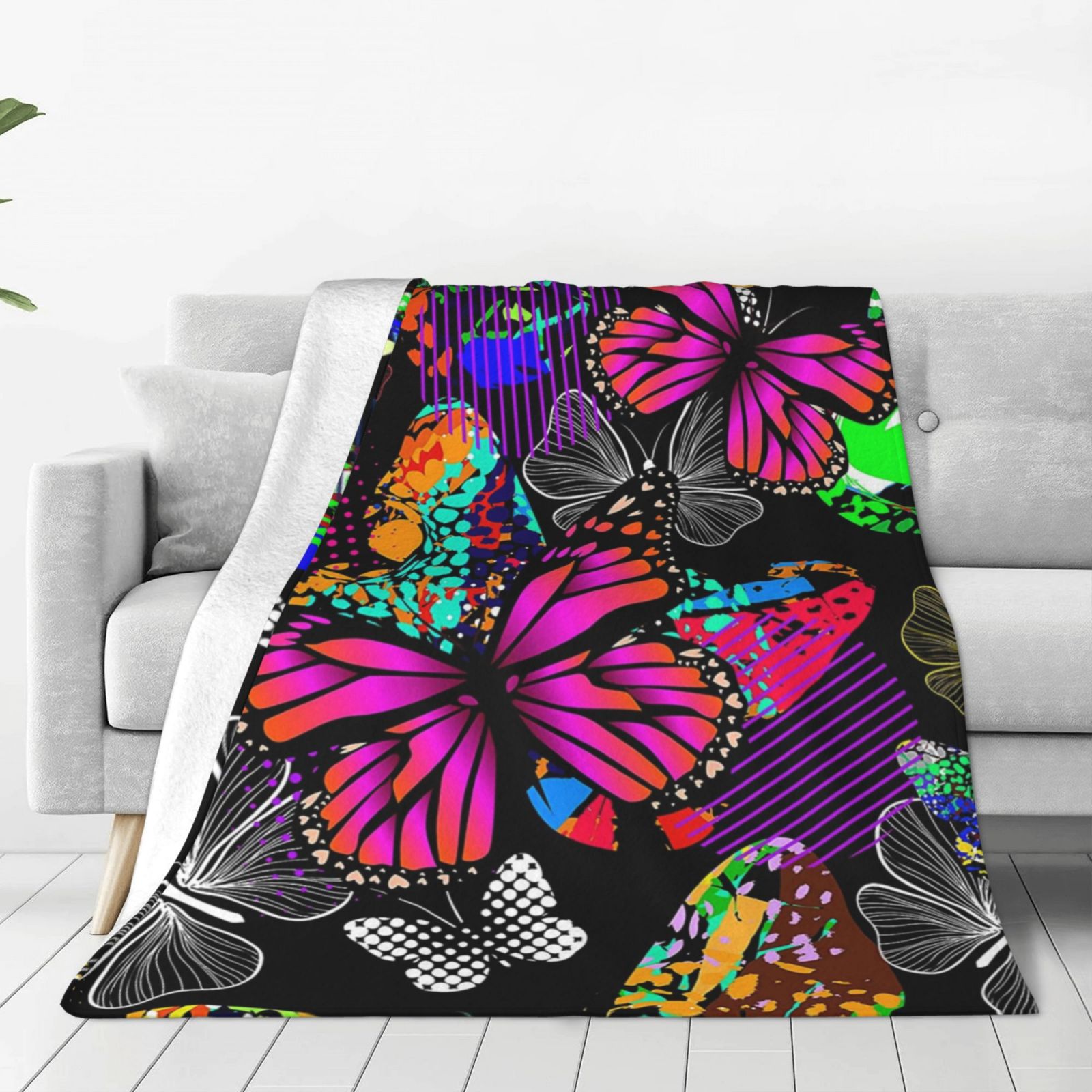 Butterfly Throw Blanket Lightweight Soft Print Blanket for Travelling