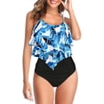 thumbnail image 1 of Tejiojio Clearance Sale Women's Swimsuit Womens Swimwear Tankini Tops Women High Waisted Swimsuit Two Piece Ruffled Flounce Top with Ruched Bottom, 1 of 5