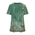 thumbnail image 5 of Women's Tshirts Short Sleeve Floral Print Tee Shirts Casual Summer Trendy Pleated Crewneck Dressy Tunic Tops (XL, Green 02), 5 of 5