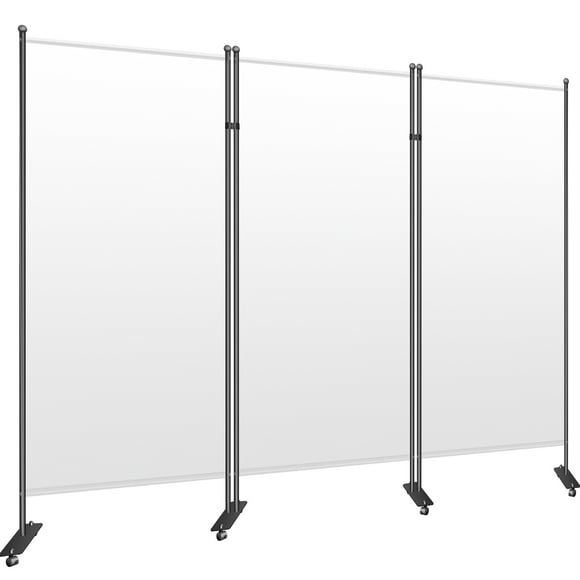 VEVOR Folding Divider 102" W x 14" D x 71" H Office Partition Room Divider Wall 3-Panel Office Divider with Non-See-Through Fabric Room Partition for White