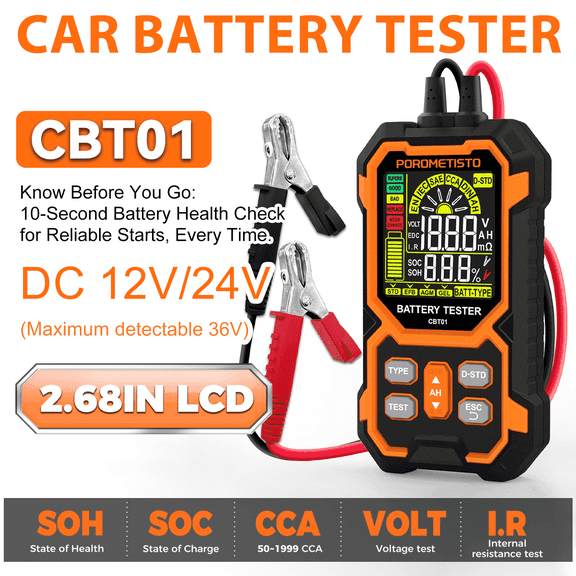 Smart Car Battery Tester 12/24V Digital Car Battery Capacity Tester Analyzer Auto Lead-acid Batteries Diagnostic Battery Monitor