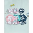 thumbnail image 4 of Michellecmm Toddler Girls Rash Guard Swimsuit Rompers Long Sleeve Floral Print Baby Ruffle Bathing Suit Swimwear with Swim Cap, 4 of 9