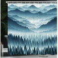 thumbnail image 3 of Ambesonne Blue Shower Curtain, Misty Mountains Dense Forest, 69"Wx75"L, Slate Blue, 3 of 4