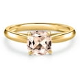 thumbnail image 3 of Gem Stone King 10K Yellow Gold Peach Morganite Solitaire Engagement Ring for Women | 0.82 Cttw | Cushion 6MM | Gemstone October Birthstone | Size 7, 3 of 6