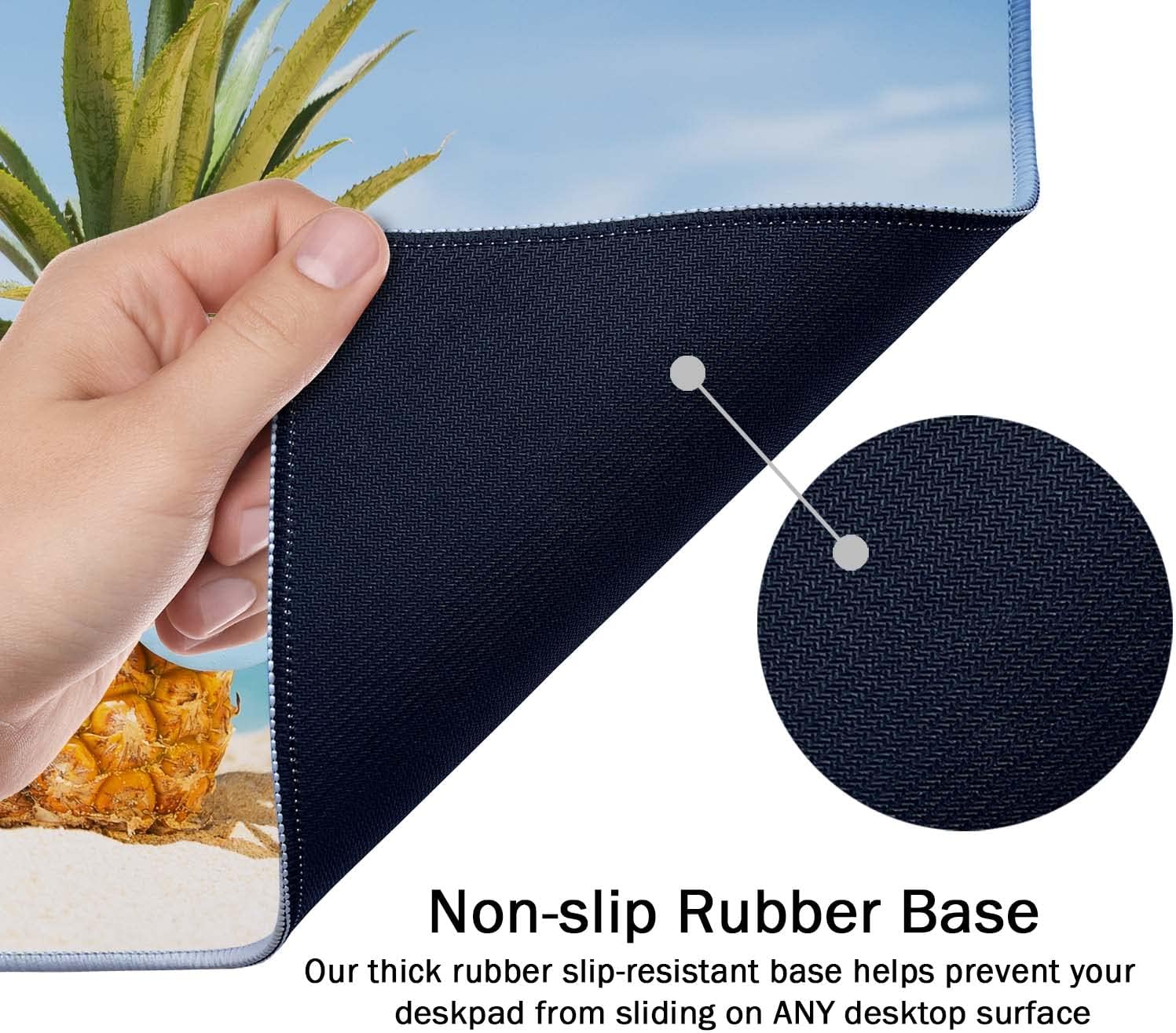 Extended Gaming Mouse Pad (35.4x15.7 in), Large Stable Rubber Base Mousepad with Stitched Edges, Keyboard Mouse Mat Desk Pad for Work, Game, Office, Home - Funny Pineapples