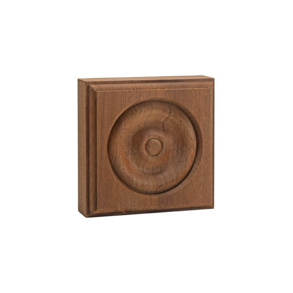Hardwood Casing Corner Rosette Block 1" x 3" Square EWAP30, Sapele Mahogany