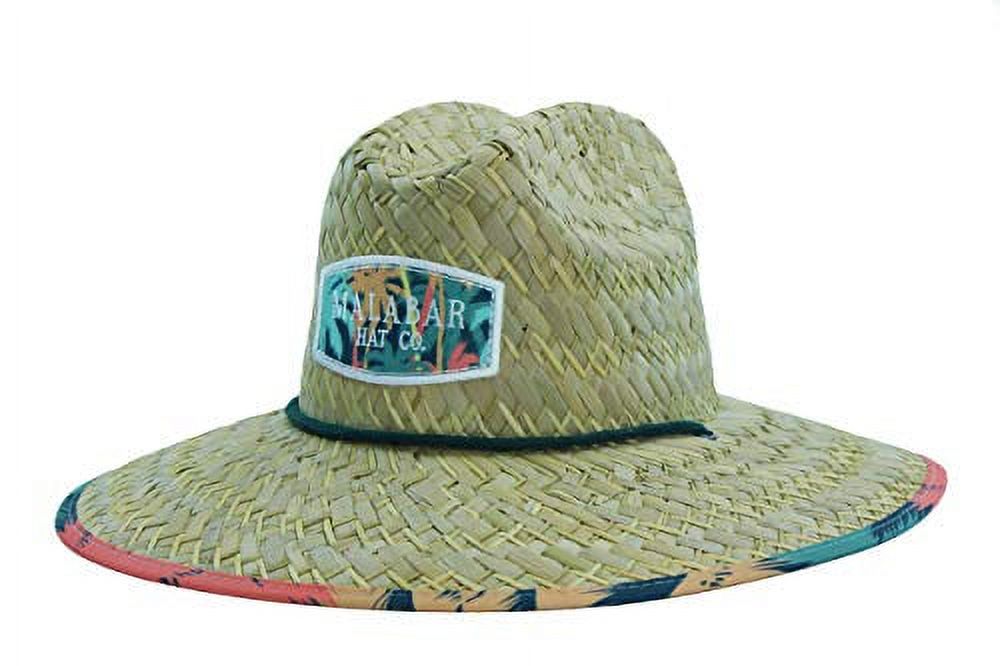 Woman's Sun Hat, Palm Trees Straw Hat with Fabric Pattern Print Lifeguard Hat, Beach, Ocean, Pool, Walking, and Outdoor, Summer Hat, Fits All, Malabar Hat Co - image 3 of 6