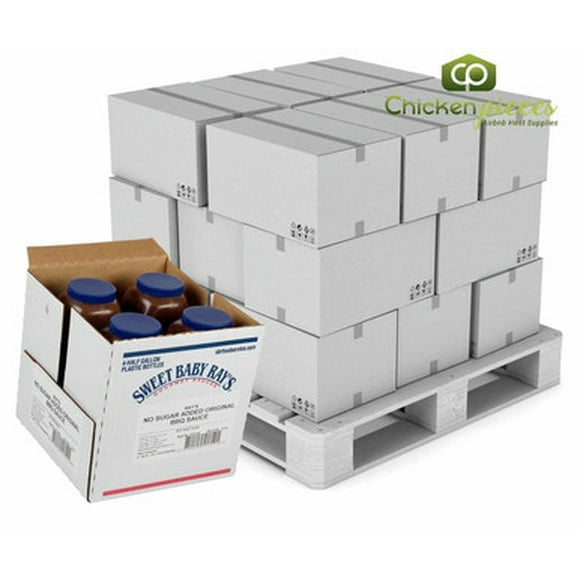 Sweet Baby Ray’s No Sugar Added Barbecue Sauce, Keto-Friendly Wholesale Pallet, 64 oz (1.89L) Professional Jugs (4/Case, 48 Cases Per Pallet)