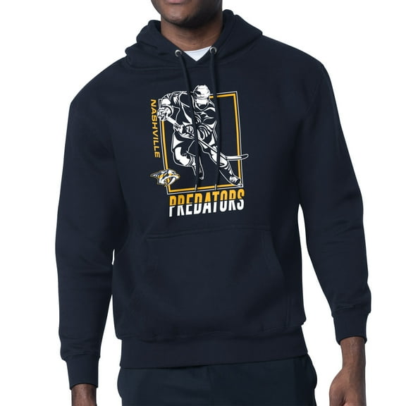 Men's Starter Navy Nashville Predators Player Grid Fleece Pullover Hoodie