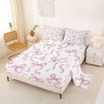 thumbnail image 2 of Manfei Pink Bowknot Heart Queen Sheet Sets For Girls,Princess Bow Pattern Bed Set For Kids,4pcs, 2 of 6