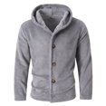 thumbnail image 2 of Men's Fleece Plush Loungewear Sets Bottoms Botton up Casual Jogging Gym Suit Jacket Gray L, 2 of 7