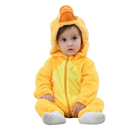 

QWERTYU Newborn Infant Baby Toddler Hooded Cartoon Romper for Girl Boy Winter Warm Fleece Long Sleeve Jumpsuit 0-24M