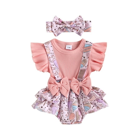 

Bagilaanoe Newborn Baby Girl Rompers Floral Print Sleeveless Bodysuit + Headband 3M 6M 9M 12M 18M Infant Ruffled One Piece Jumpsuit