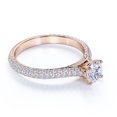thumbnail image 3 of 1 Carat - Real Round Brilliant Diamond - Micro Pave Set - Vintage Style Engagement Ring - 10K Rose Gold, 3 of 4