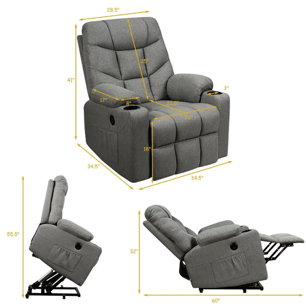 Finihen Massage Recliner Sofa, Electric Recliner Chair, Electric Power Lift Recliner Massage Sofa, for Living Room, Bedroom, Gray Finihen Massage Recliner Sofa, Electric Recliner Chair, Electric Power Lift Recliner Massage Sofa, for Living Room, Bedroom, Gray