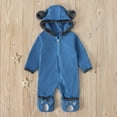 thumbnail image 2 of mgoYE Newborn Baby Boy Clothes Color Block Long Sleeve Zipper Hooded Romper Fall Winter One Piece Outfits(Blue,18-24 Months), 2 of 9