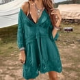 thumbnail image 5 of Oplxuo Women's Contrast Lace Bathing Suit Cover Up V-Neck Swimsuit Coverups Loose Swimwear Beach Dress Beachwear, 5 of 7
