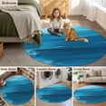 thumbnail image 6 of Abstract Blue Round Area&nbsp;Rug 8ft Sea Ripples Ombre Oil Painting Style Modern Non-Slip&nbsp;Washable Circle Rugs Soft Felt Indoor Floor Mat for Bedroom Kitchen Living Room Bathroom, 6 of 9