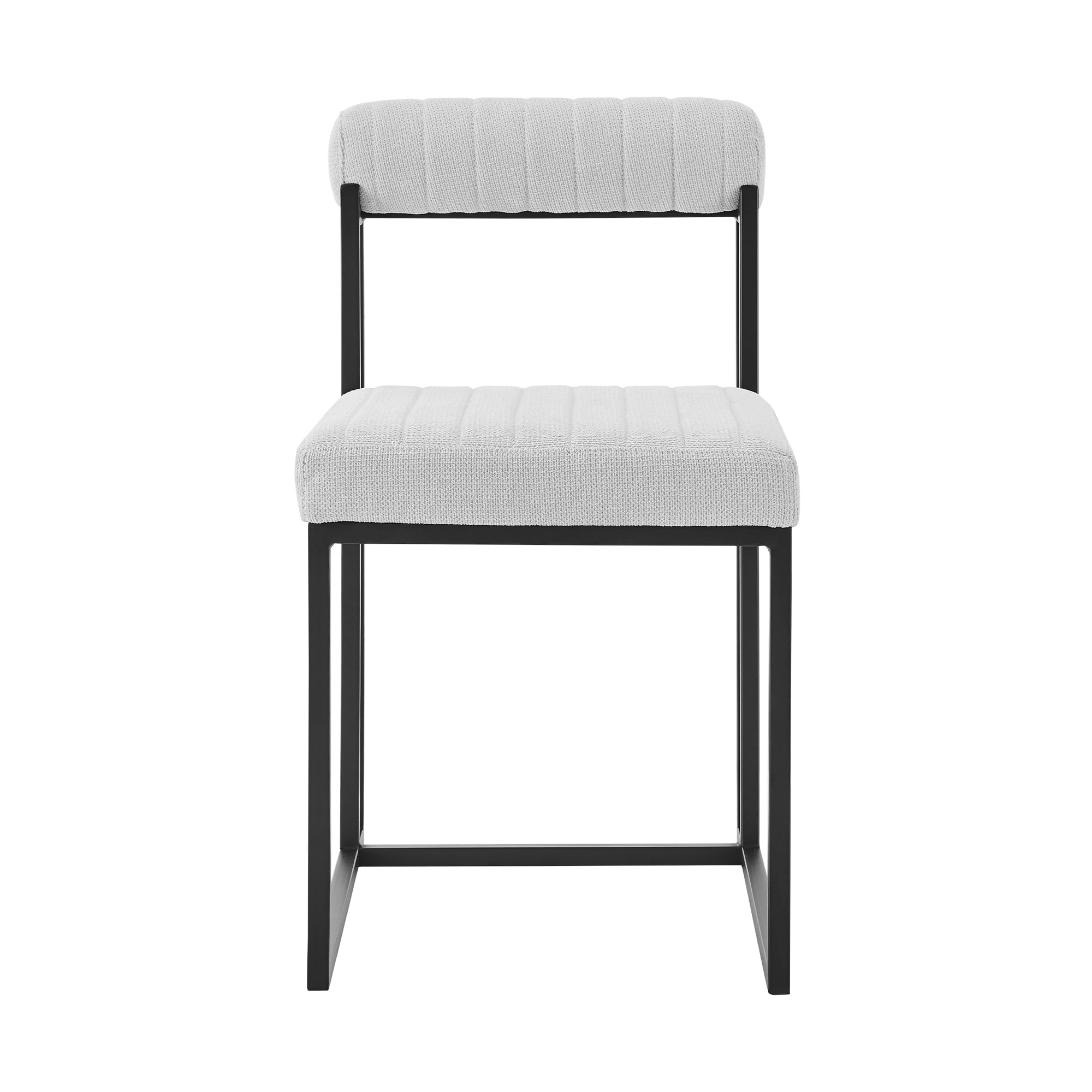Joana Anastasia 5 Piece Round Walnut Dining Table Set with Matte Black Iron and Light Gray Fabric