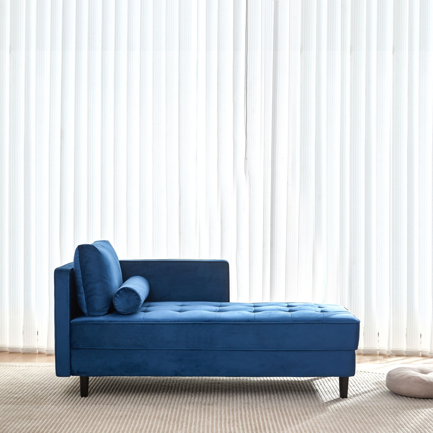 Gewnee Mid-Century Modern Chaise Velvet Lounge Couch Sofa with Pillow For Bedroom,Living Room,Department