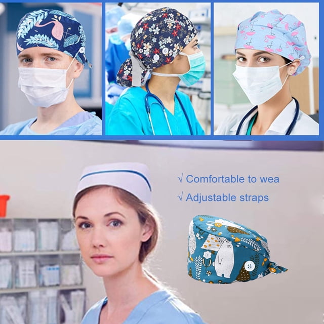 Operating Hats Nurses Gourd-shaped Long-time Service Pure Color Dull Polish Assorted Colors Buttons Christmas Day Bouffant Caps 22