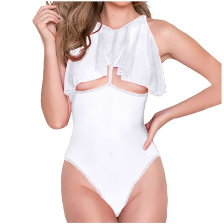 

Lingerie for Thick Women Women Sexy Lingerie Lace Sexy One-Piece Bodysuit Mesh Trim Bowknot Decor Teddies Sport Bra Front Closure Pack Lingerie