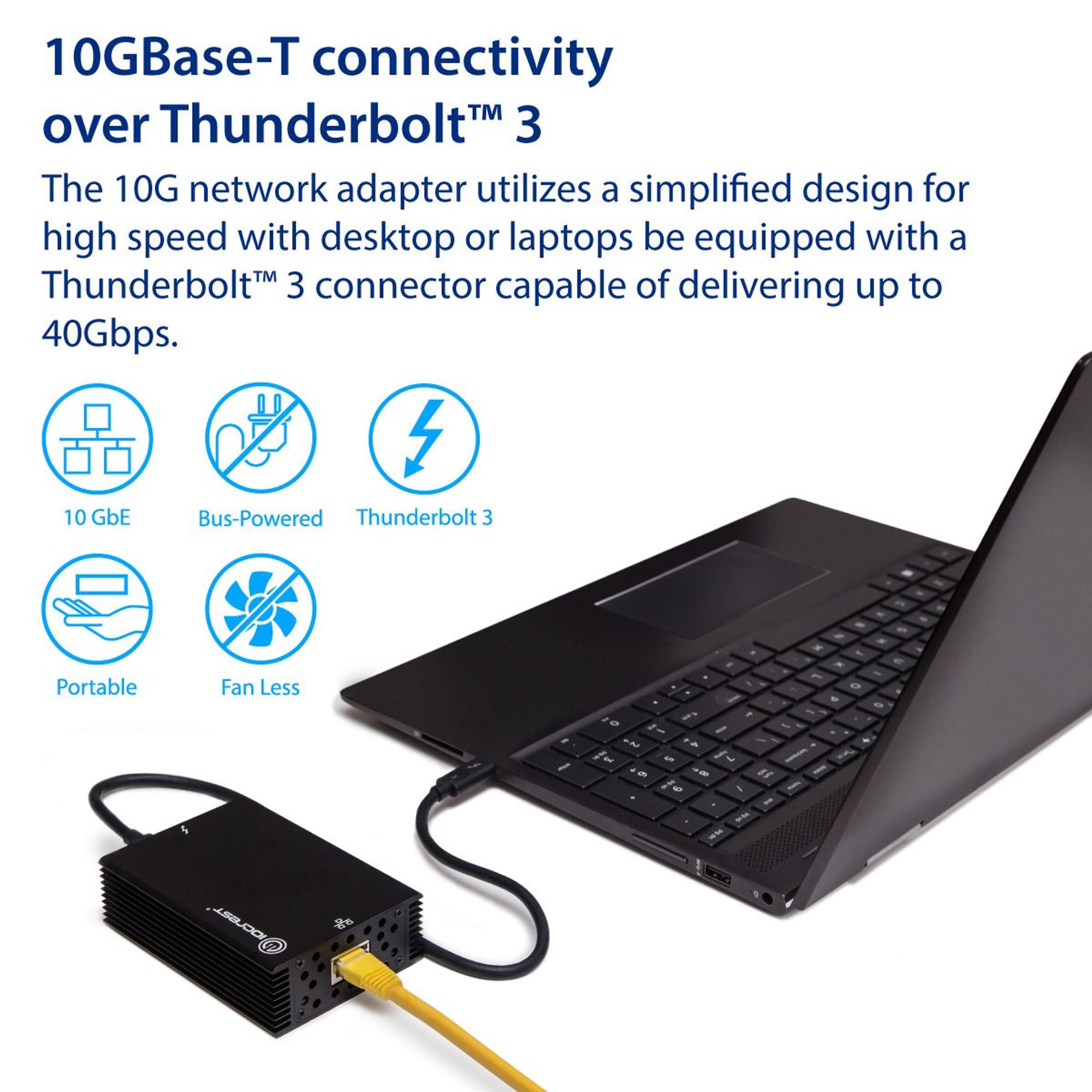 10 Gigabit RJ45 Network Thunderbolt 3 Port Adapter Black