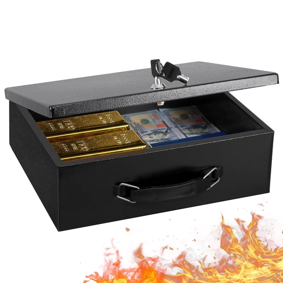 Caja de documentos ignífuga KYODOLED, grande, caja fuerte, negra