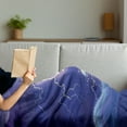 thumbnail image 3 of Purple Soft Flannel Fleece Throw Blanket, Heavy Storm in the Ocean Dark Thunder Scenery Cartoon with a Huge Wave, Cozy Plush for Indoor and Outdoor Use, 60" x 80", Purple Blue and White, by Ambesonne, 3 of 5