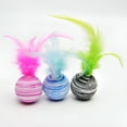 thumbnail image 4 of BESTSKY 2Pcs Cat Ball Toy,Bird-Flight Imitation Cat Enrichment Toys for Indoor Cats,Azure Stripe Gentle Feather Blend Cat Toys Interactive,Color-Mixing1, 4 of 4