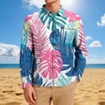 thumbnail image 3 of Men's Hawaiian Long Sleeve Shirts Lapel Button Down Printing Cardigan Vacation Everyday Tops, 3 of 6