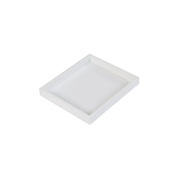Small White Plastic Stackable Tray 7 1/4"L x 8 1/4"W x 1”H Set of 3