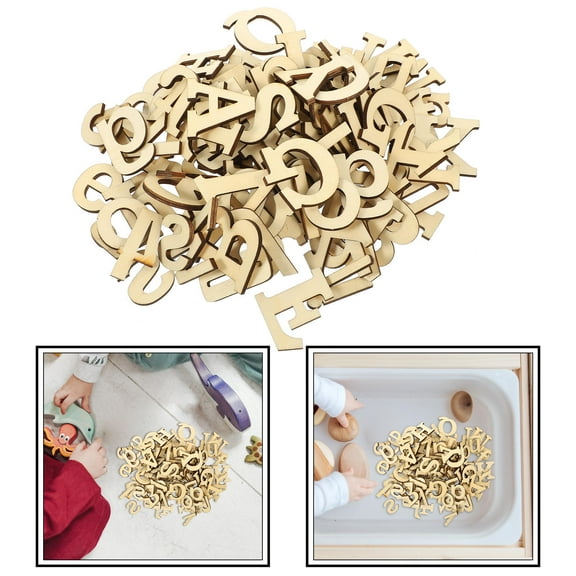 SHINYPASING 124Pcs Wooden Letters Crafts for Children Letter Crafts Rectangular Khaki Wood Number