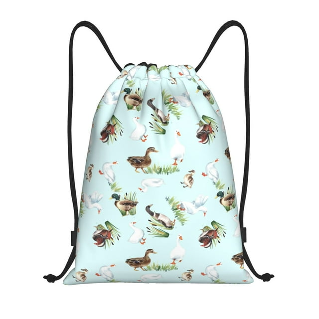 Lukts Duck Animals Farm Pattern Drawstring Backpack Bag Sport Gym Sackpack,String Backpack Sport Bag Sack,Cinch Tote Gym Backpack-Medium