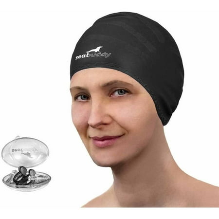 SealBuddy Silicone Swim Cap, Nose Clip and Ear Plugs Combo (Best Swimming Nose Clip)