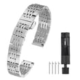 thumbnail image 3 of Uxcell Stainless Steel Watch Bands 12mm Double Pressing Butterfly Clasp Metal Solid Steel Chain Watch Strap, Silver Tone, 3 of 7